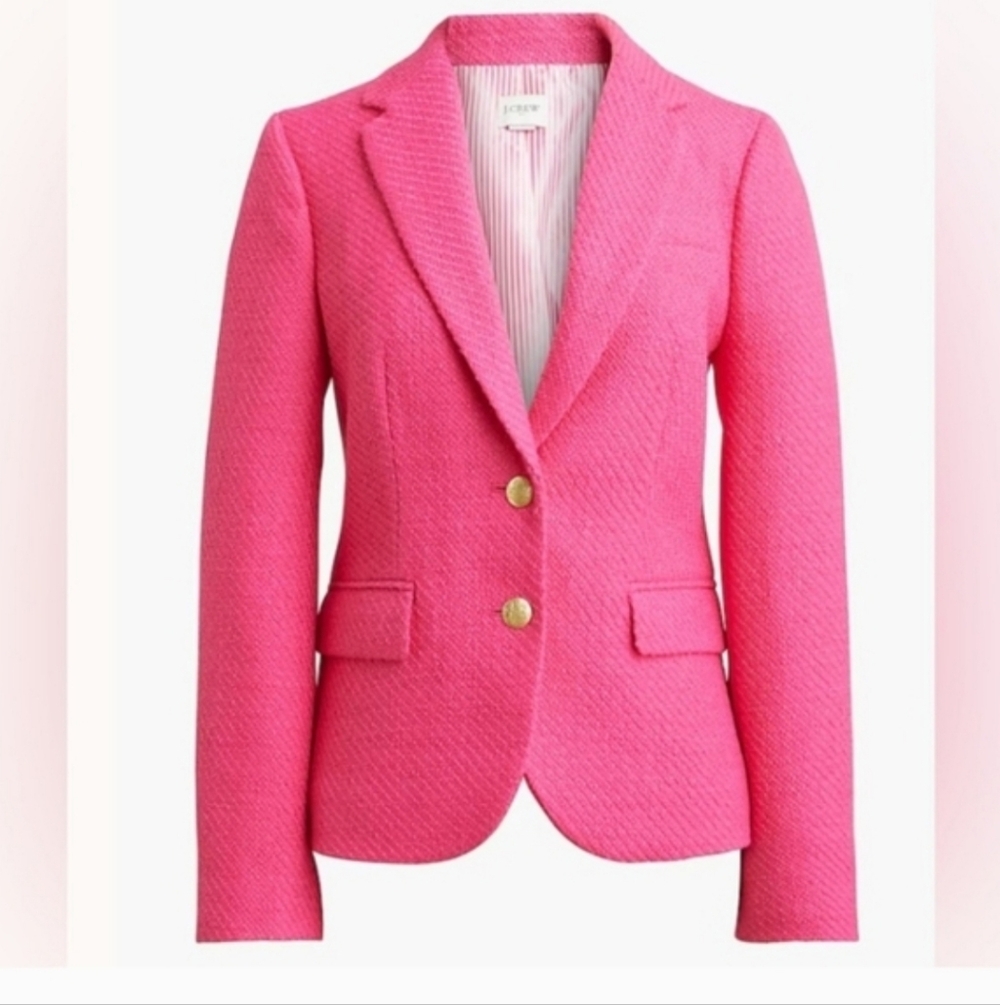 J. Crew Factory Schoolboy Tweed Blazer In Sweet Fuchsia